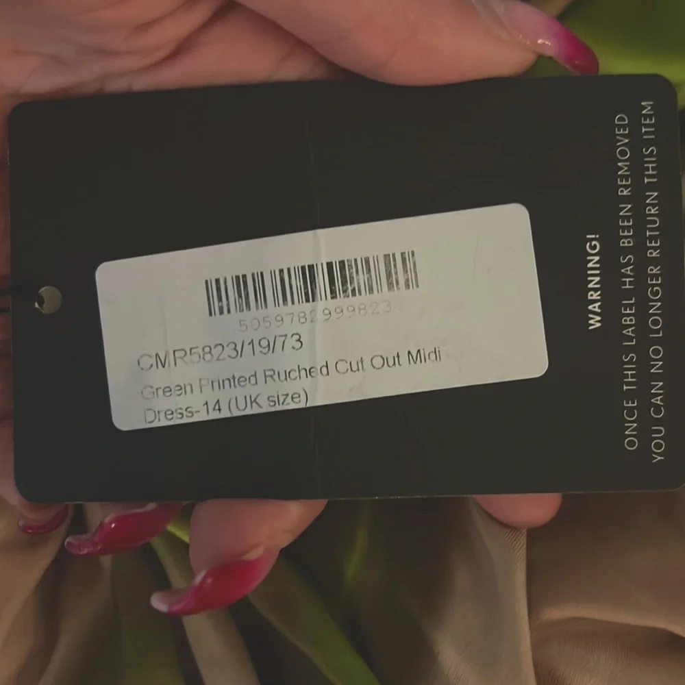 Green Printed Ruched Cut Out Midi Dress - Picture 4 of 4